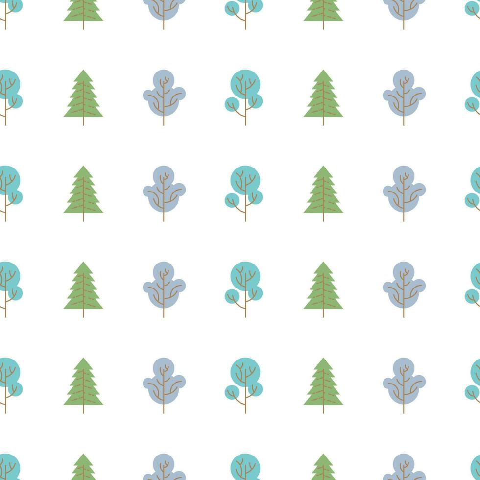 padrão sem emenda com árvores coloridas sobre fundo branco. ilustração vetorial. vetor