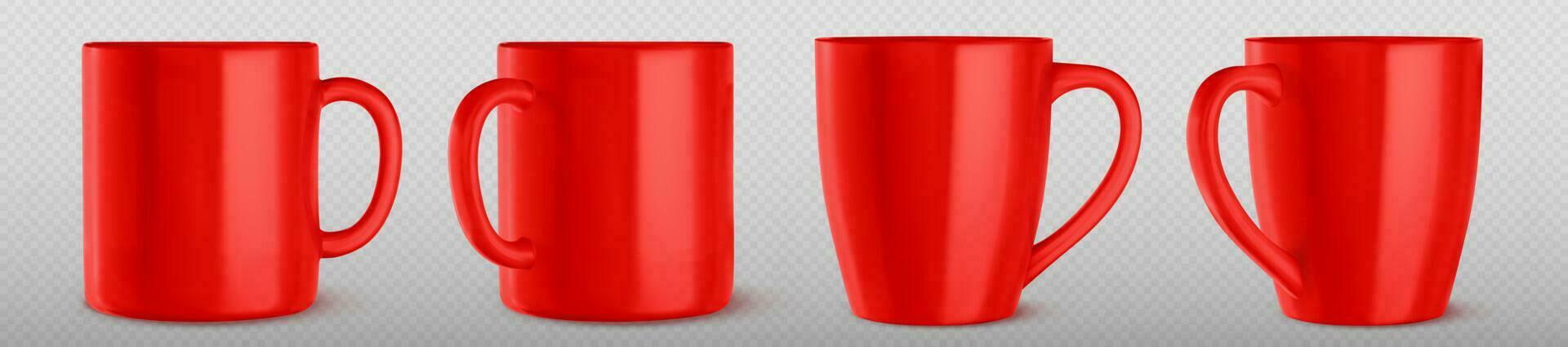 realista conjunto do vermelho caneca maquetes vetor