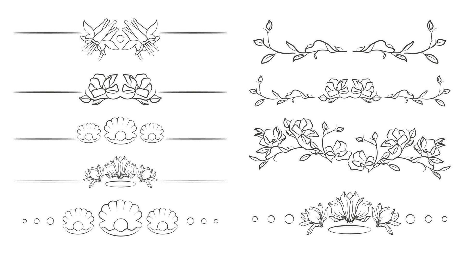 caligráfico Projeto elementos fronteira definir. isolado vetor ilustração.