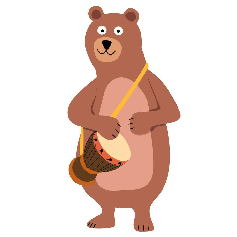 Urso tocam a bongô, vetor ilustração