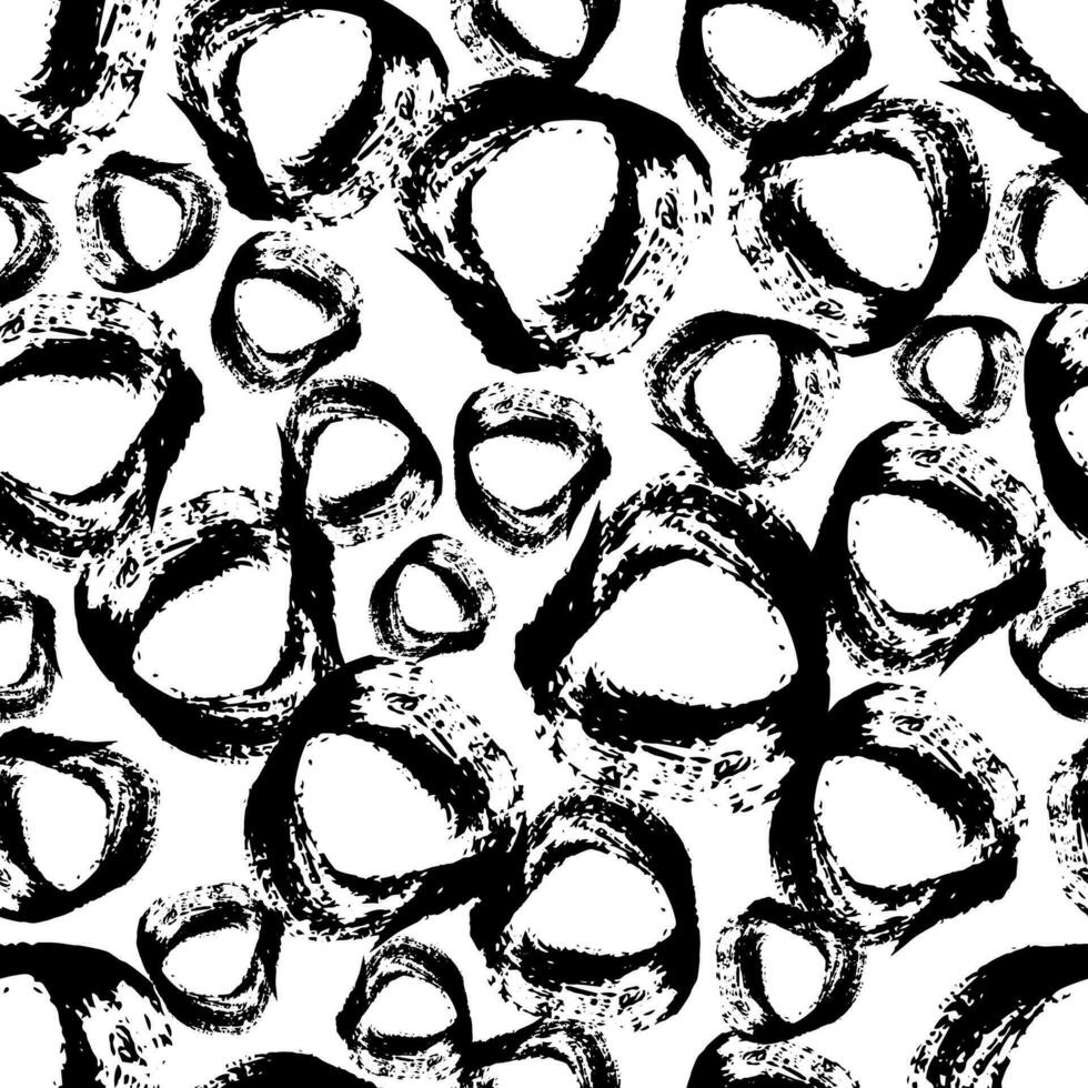 sem costura padrão com forma de círculos de rabisco de pincel de desenho preto mão desenhada sobre fundo branco. textura abstrata grunge. ilustração vetorial vetor