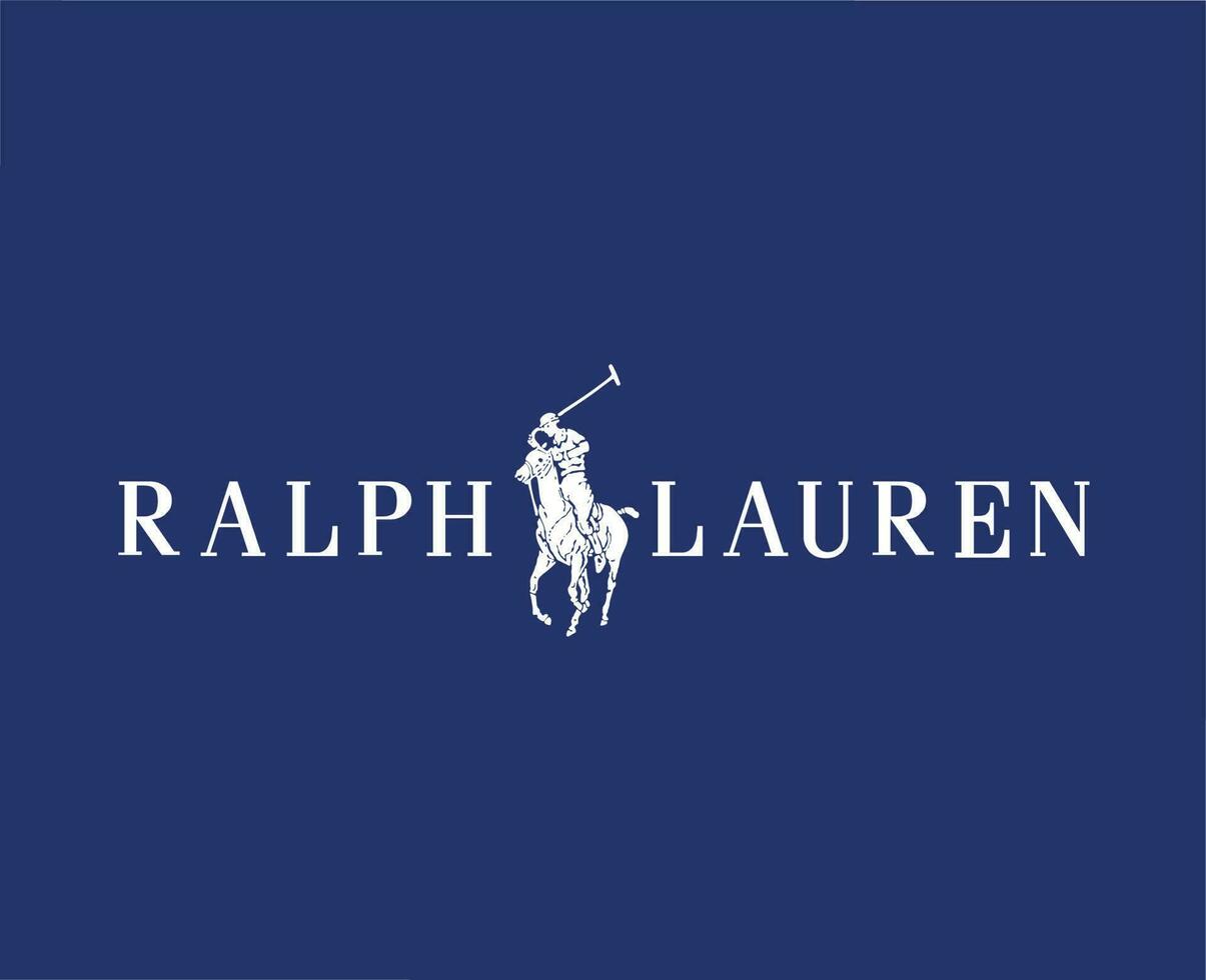 Ralph lauren marca logotipo com nome branco símbolo roupas Projeto ícone abstrato vetor ilustração com azul fundo