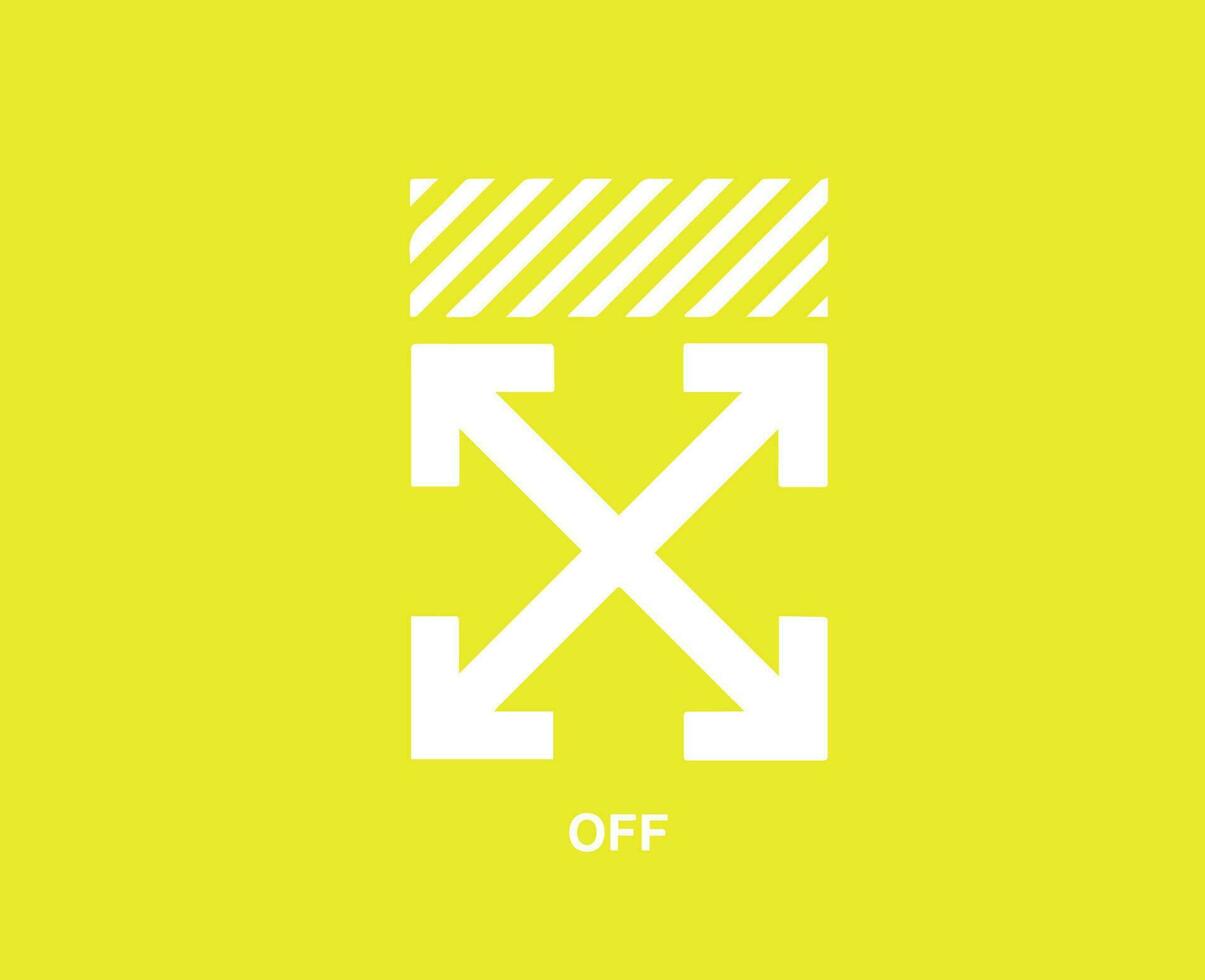 off white marca logotipo símbolo branco Projeto roupas ícone abstrato vetor ilustração com amarelo fundo