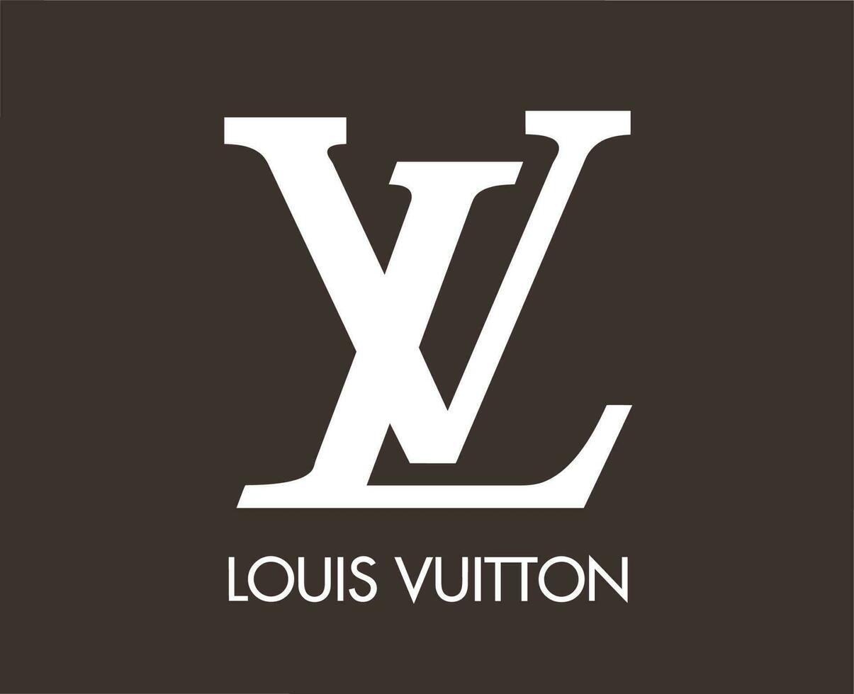 Louis Vuitton marca logotipo com nome branco símbolo Projeto roupas moda vetor ilustração com Castanho fundo