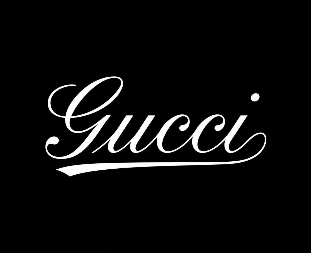 gucci logotipo marca roupas símbolo nome branco Projeto moda vetor ilustração com Preto fundo