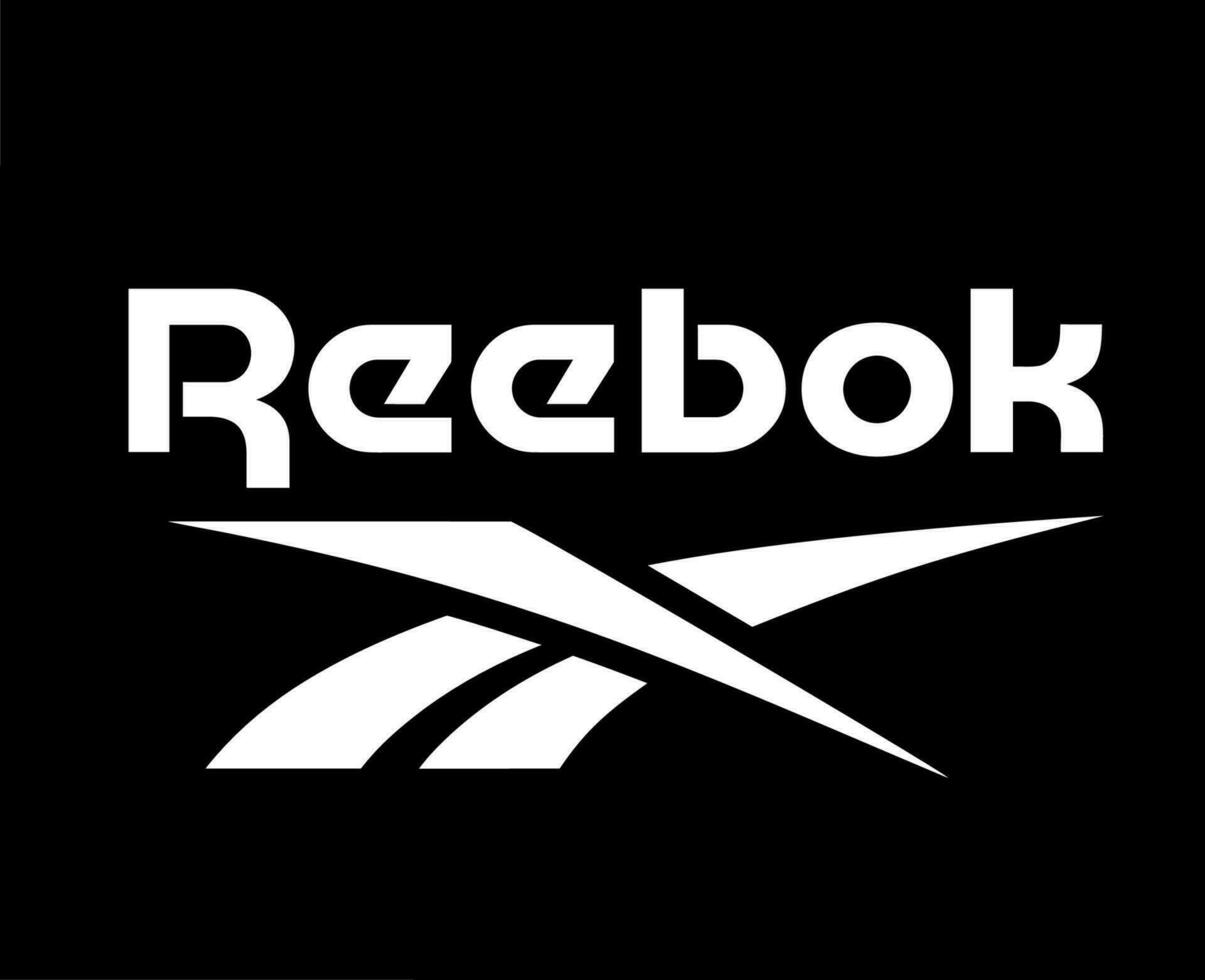 reebok marca logotipo branco símbolo roupas Projeto ícone abstrato vetor ilustração com Preto fundo