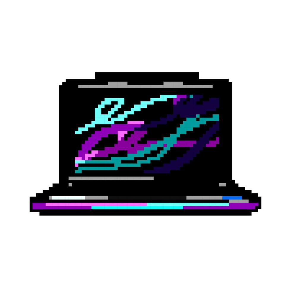tela computador portátil jogos jogos pixel arte vetor ilustração