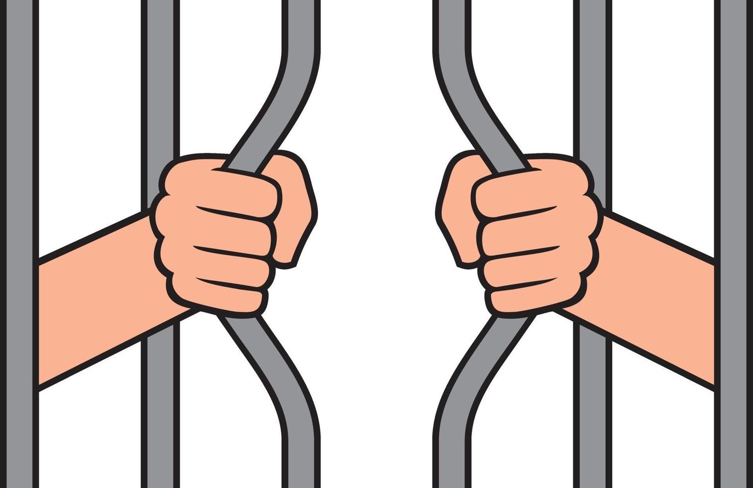 fuga da prisão - mãos segurando grades vetor
