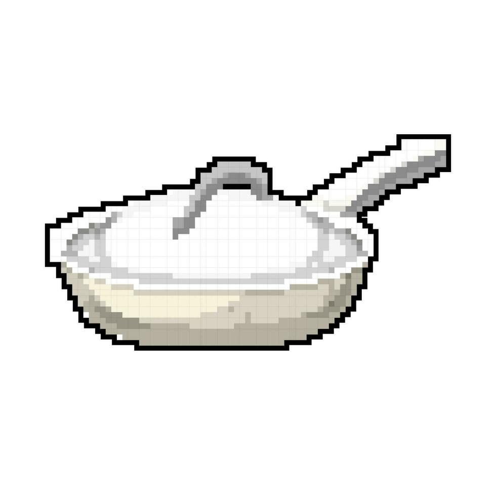 Comida fritar panela cozinha jogos pixel arte vetor ilustração