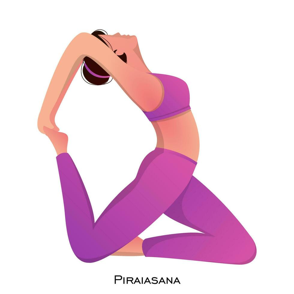 jovem mulher prática ioga pirai asana pose. vetor