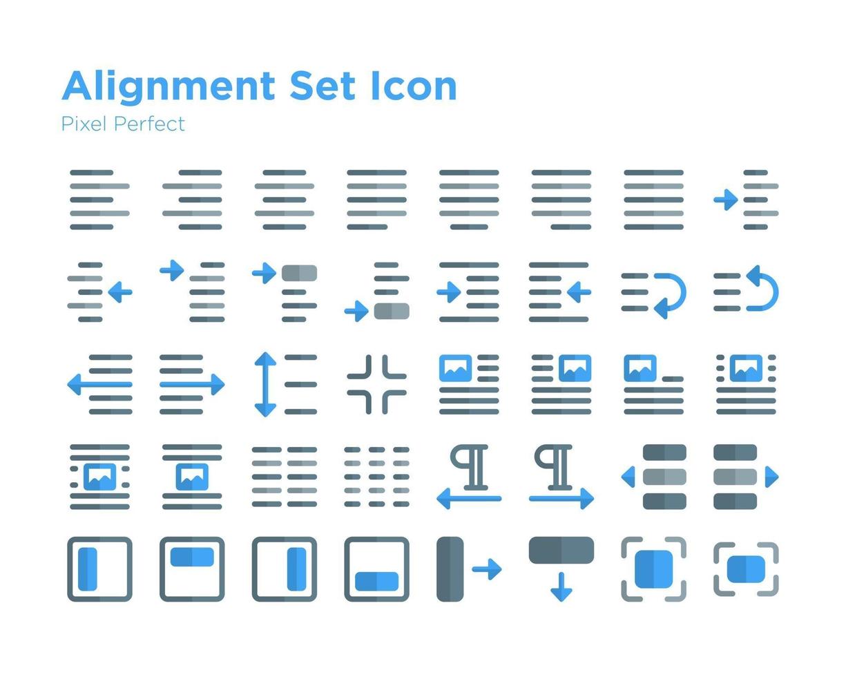 alinhamento conjunto ícone pixel perfeito vetor