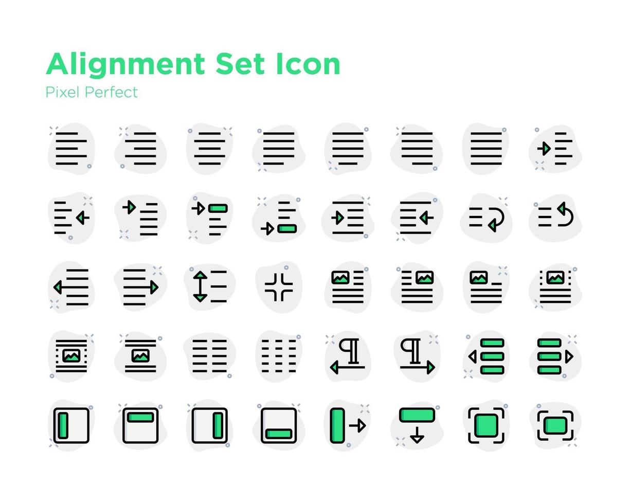 alinhamento conjunto ícone pixel perfeito vetor