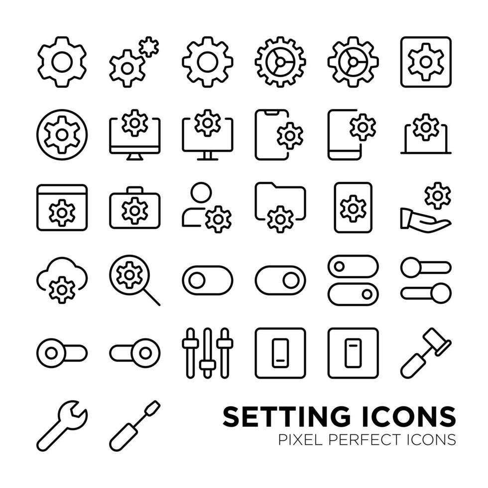 ícone de pixel perfeito de configuração básica vetor