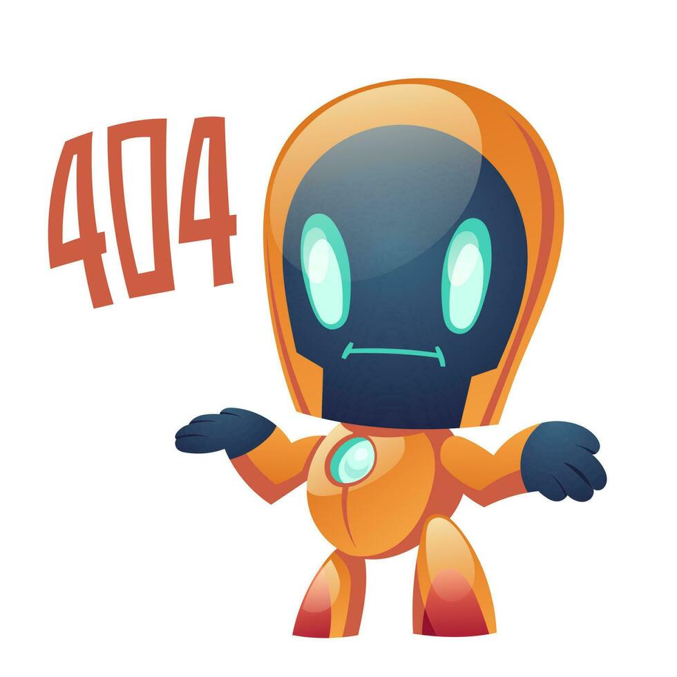 404 erro com robô dizer página não encontrado, ai cyborg vetor