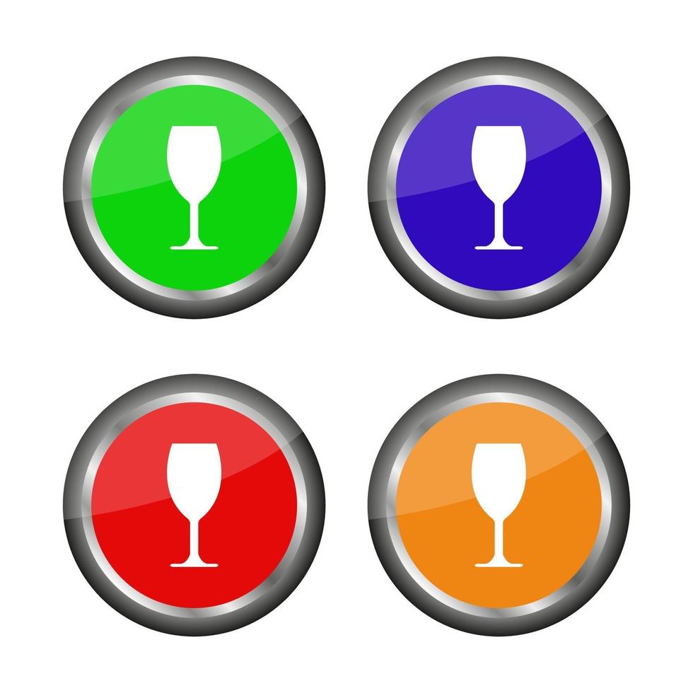 botões com ícone de taça de vinho vetor