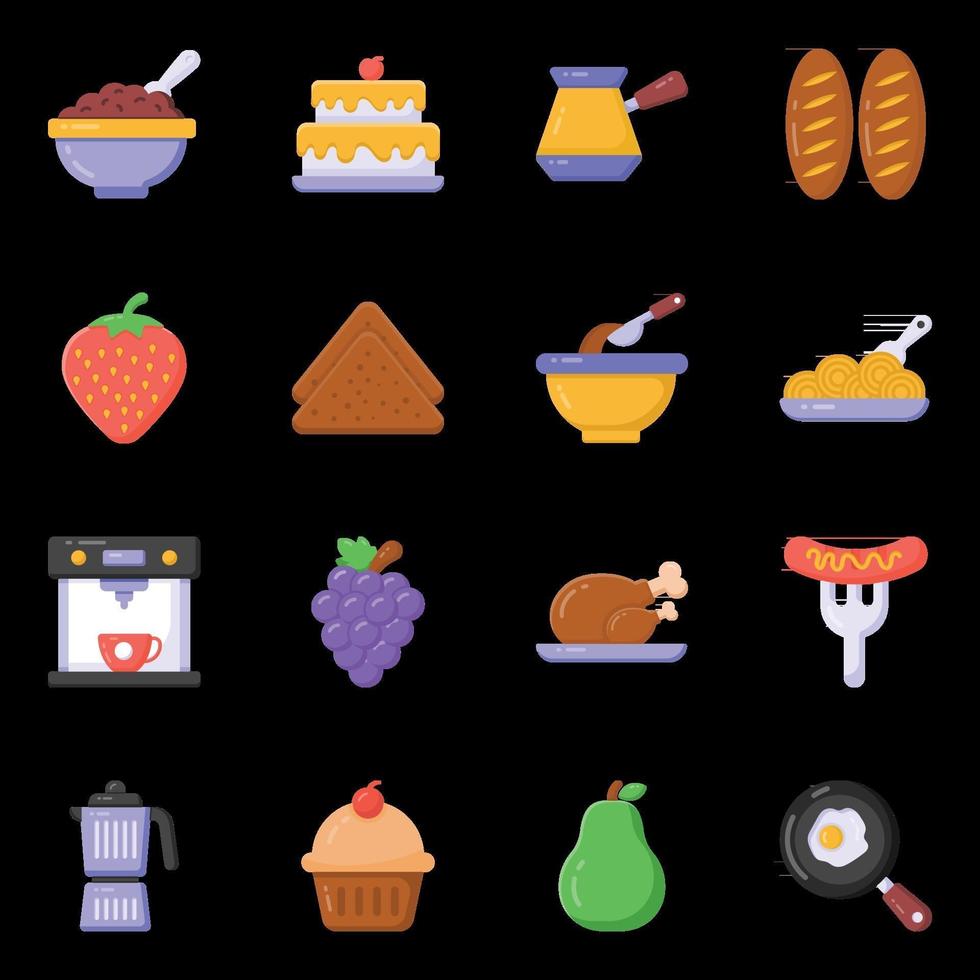 ícones de comida e dieta vetor