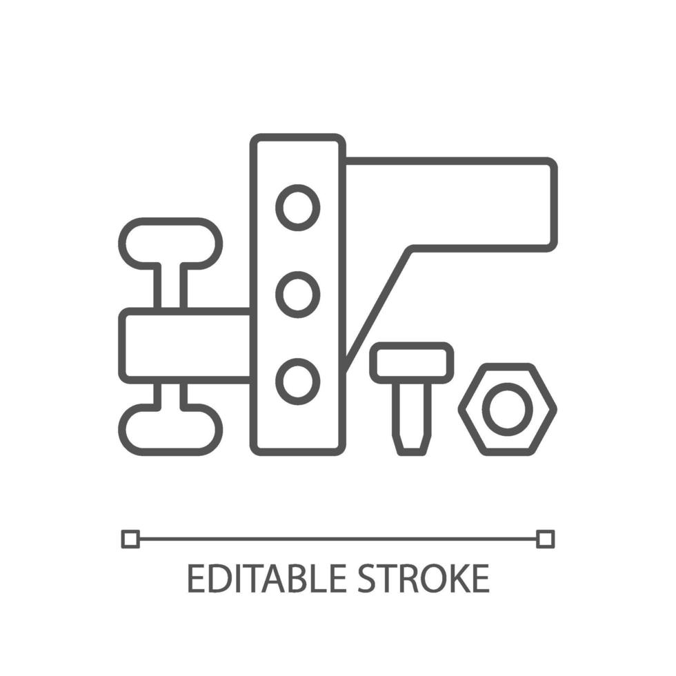 ícone linear de equipamento de reboque de reboque vetor
