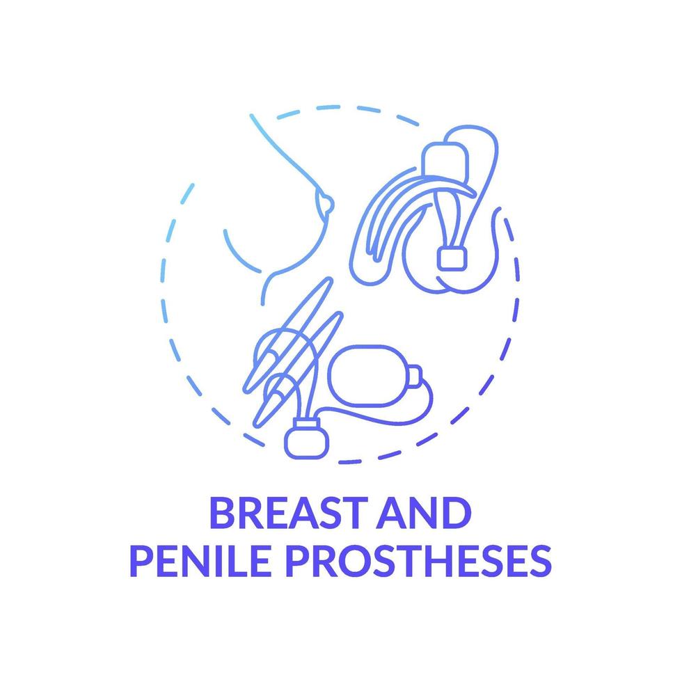 ícone do conceito de próteses de mama e peniana vetor