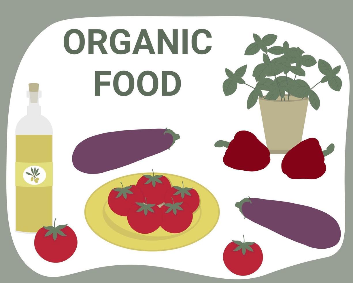conjunto de alimentos vegetais orgânicos ilustração em vetor dieta saudável vegan