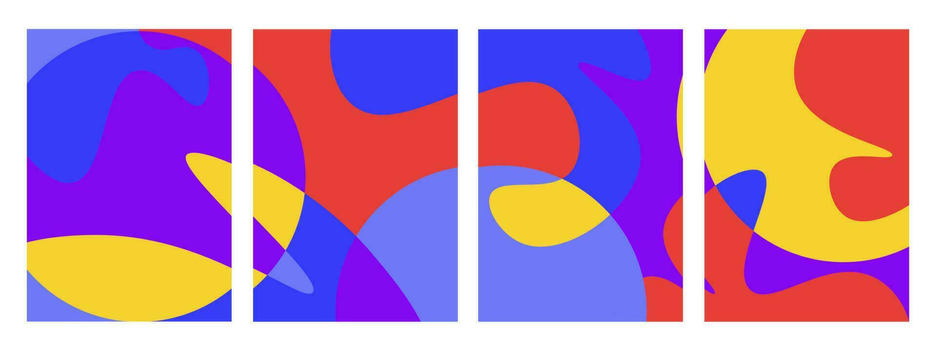 conjunto do abstrato fundo com lindo fluido ondulado vermelho, roxo, azul, amarelo. vertical bandeira vetor
