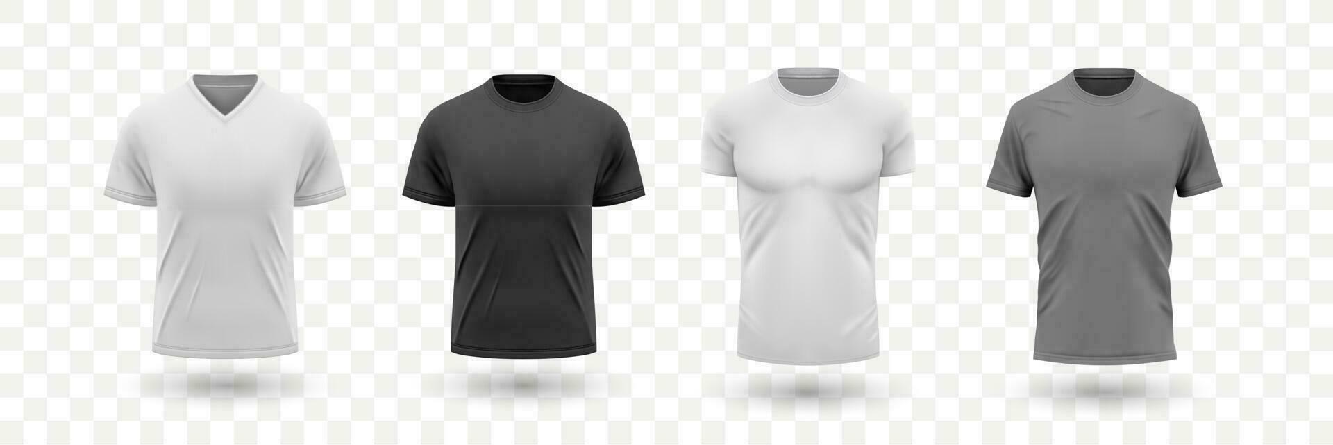 realista masculino camisa maquetes conjunto coleção vetor