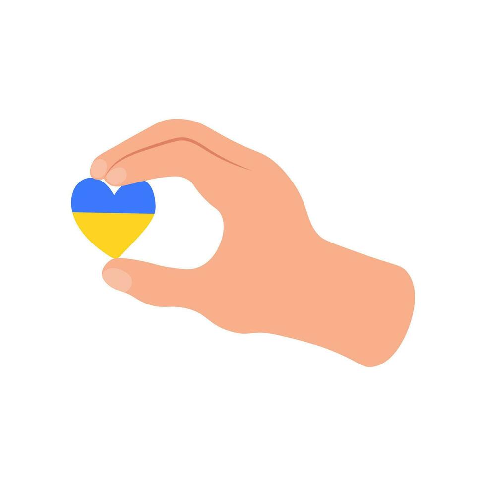 mão segurando azul e amarelo bandeira dentro coração forma. não para guerra dentro Ucrânia. anti-guerra conceito vetor