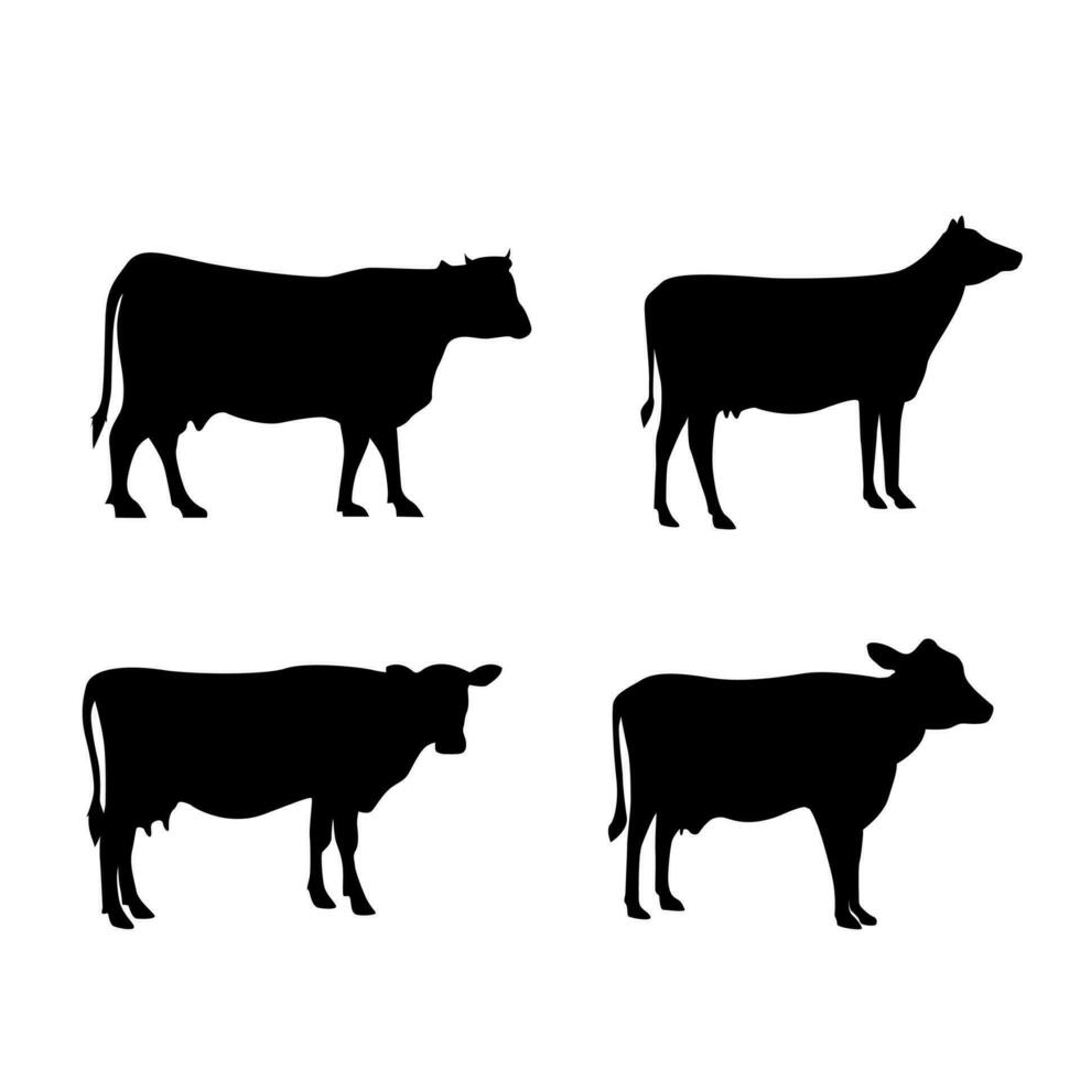 vetor coleção do vaca silhueta