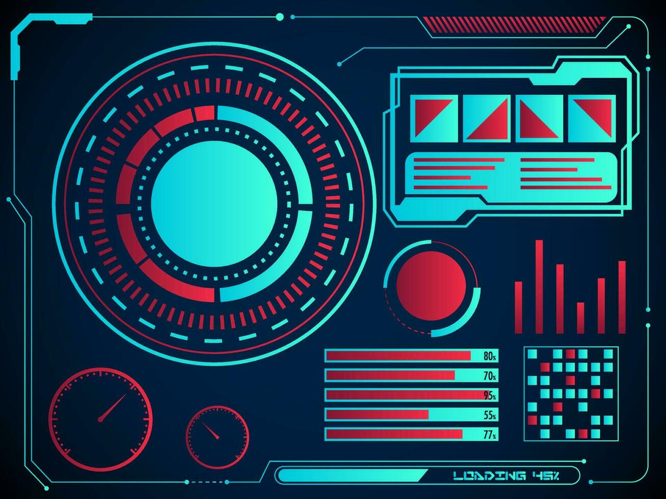 digital gráficos ou radar do utilizador interface e gráfico holograma tela fundo para hud infográfico futurista conceito. vetor