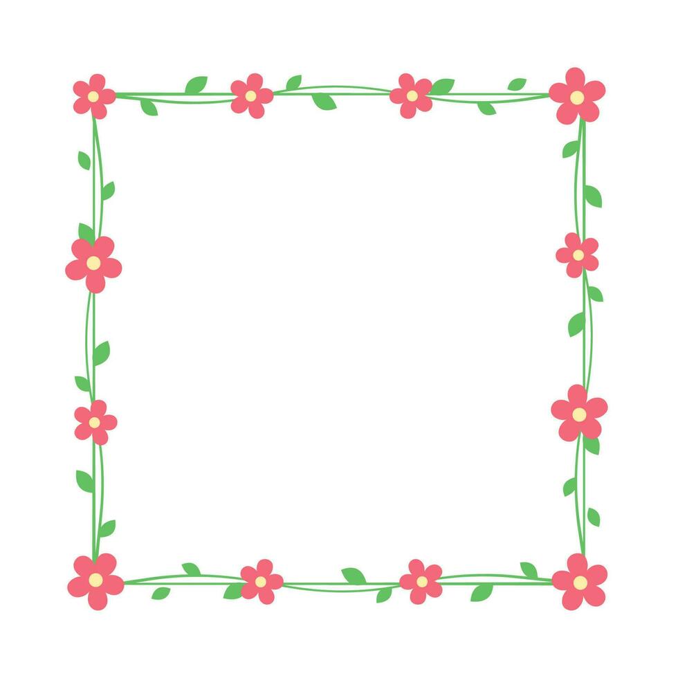 quadrado vermelho flores em verde videira quadros e fronteiras, floral botânico Projeto elemento vetor ilustração