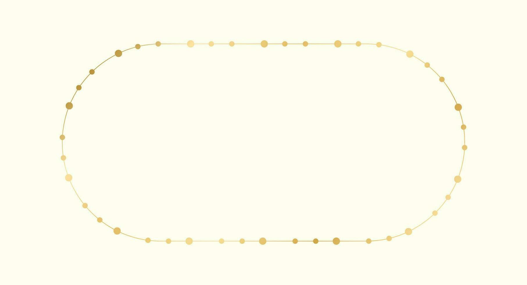 ouro Natal fada luzes oval quadro, Armação fronteira modelo. abstrato dourado pontos círculo quadro. vetor