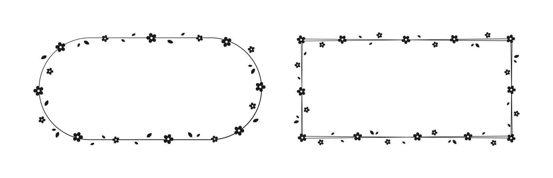 floral quadro, Armação silhueta rabisco definir. Primavera fronteira modelo, florescer Projeto elemento para casamento, cumprimento cartão. vetor