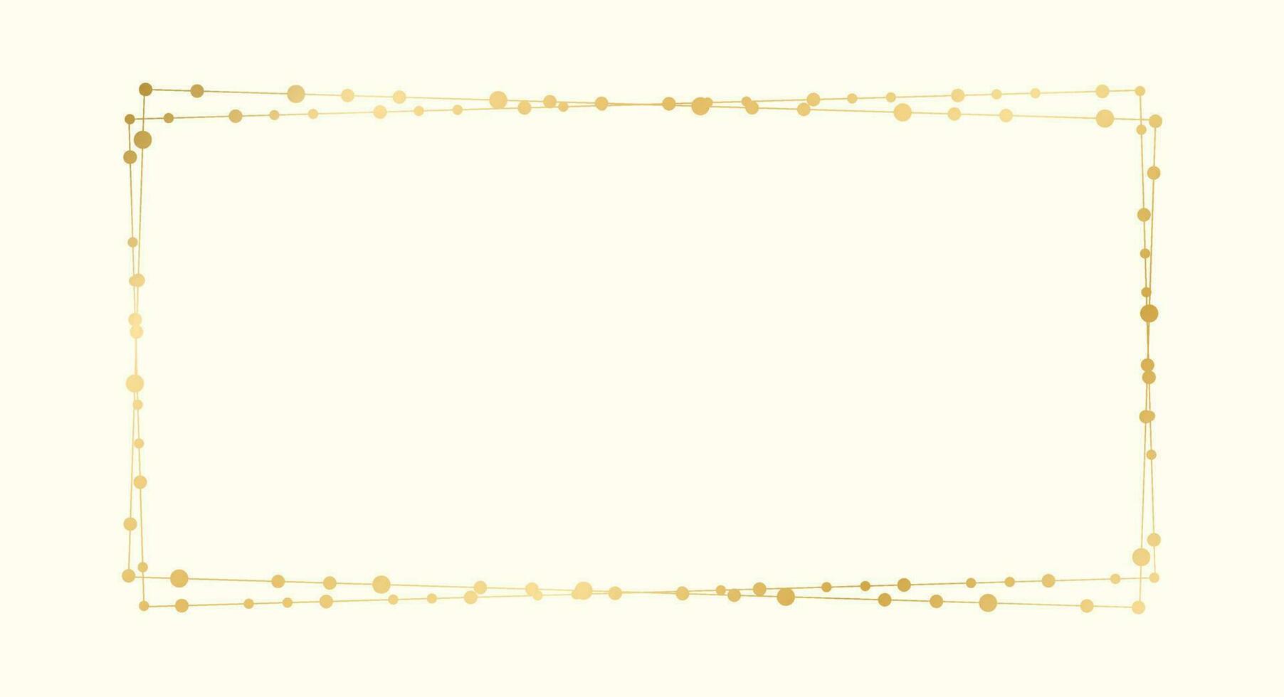 ouro retângulo Natal fada luzes quadro, Armação fronteira. abstrato dourado pontos círculo padronizar quadro. vetor