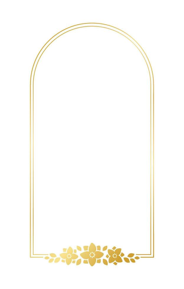 geométrico vertical ouro floral quadro, Armação modelo. luxo dourado quadro, Armação fronteira para convidar, casamento, certificado. vetor arte com flores e folhas.