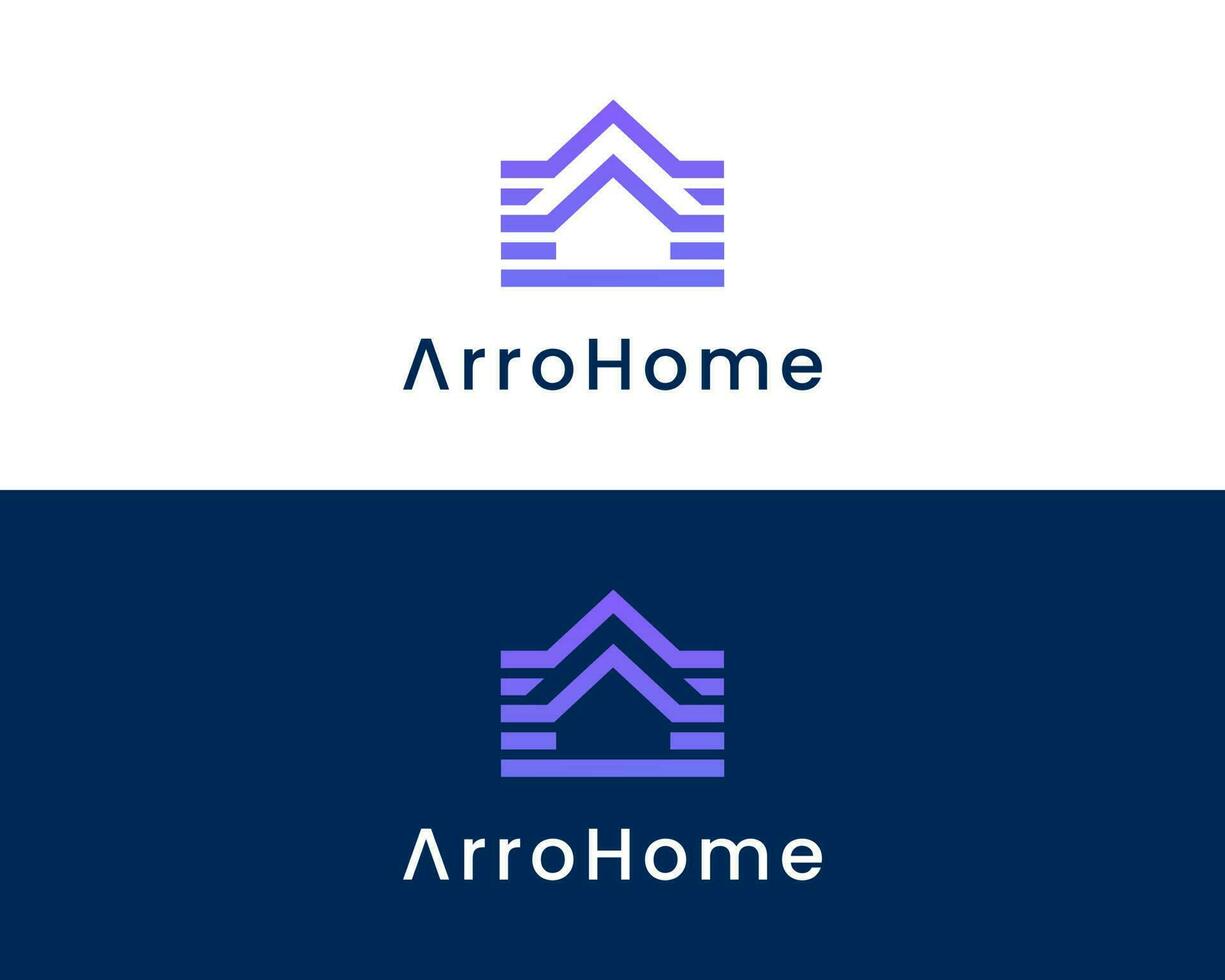 seta com casa logotipo conceito, casa logotipo Projeto modelo vetor