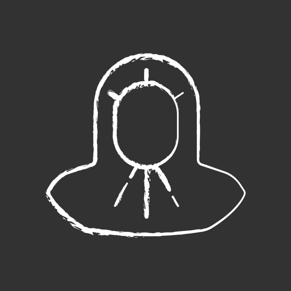 ícone de giz branco de capô médico em fundo preto vetor