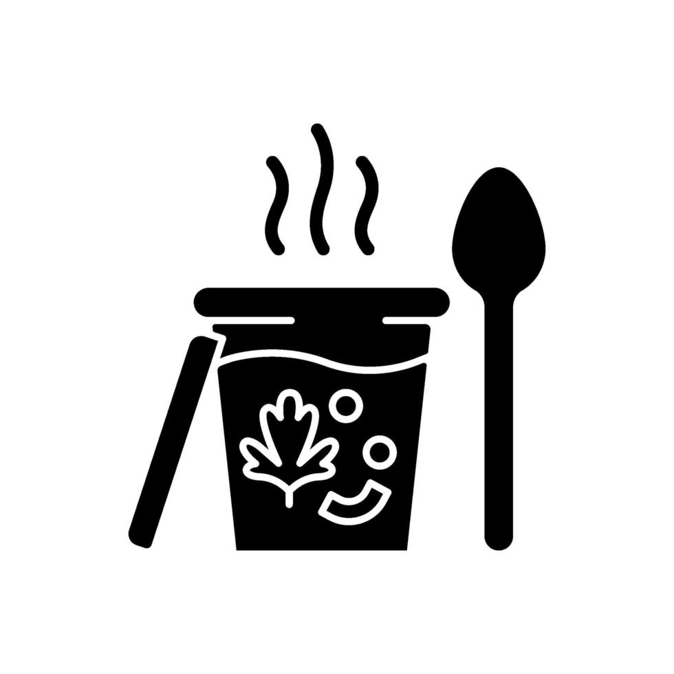 ícone de glifo preto de sopas para viagem vetor