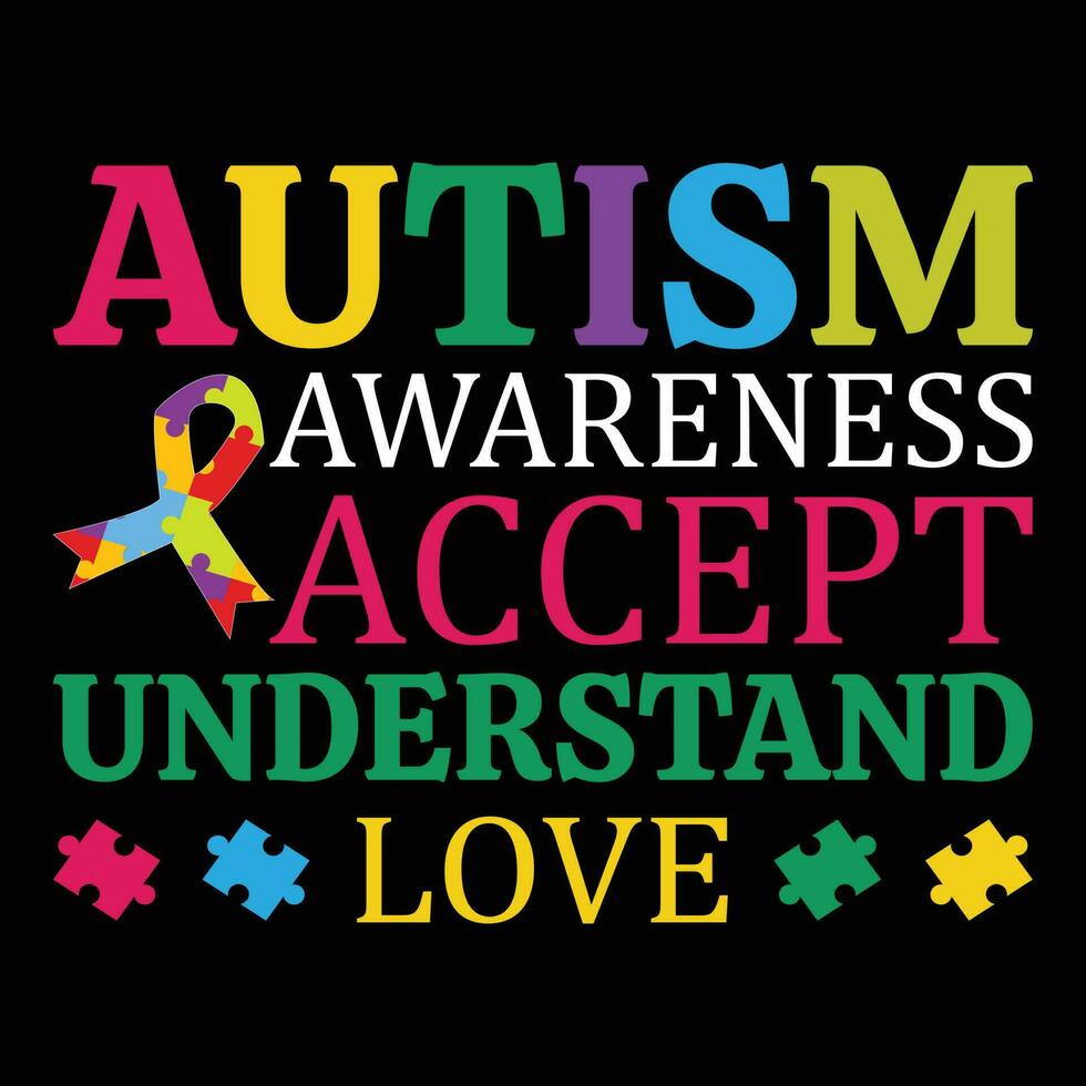 autismo consciência aceitar Compreendo amor camiseta Projeto vetor