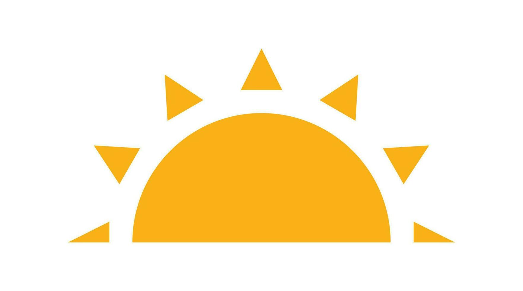 amarelo metade Sol ícone dentro plano estilo. pôr do sol simples gráfico símbolo. verão calor ícone. metade volta solar elemento. vetor ilustração isolado em branco fundo