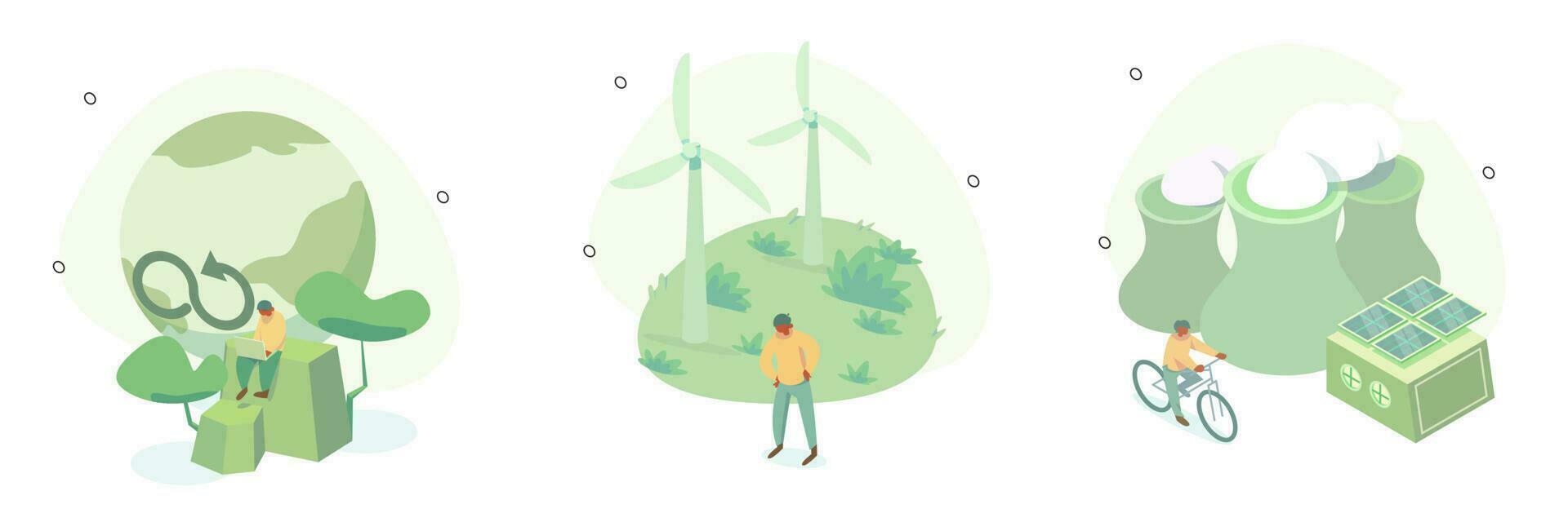 circular economia ilustração definir. sustentável econômico crescimento com renovável energia e natural recursos. verde energia, sustentável indústria e fabricação conceito. vetor ilustração.