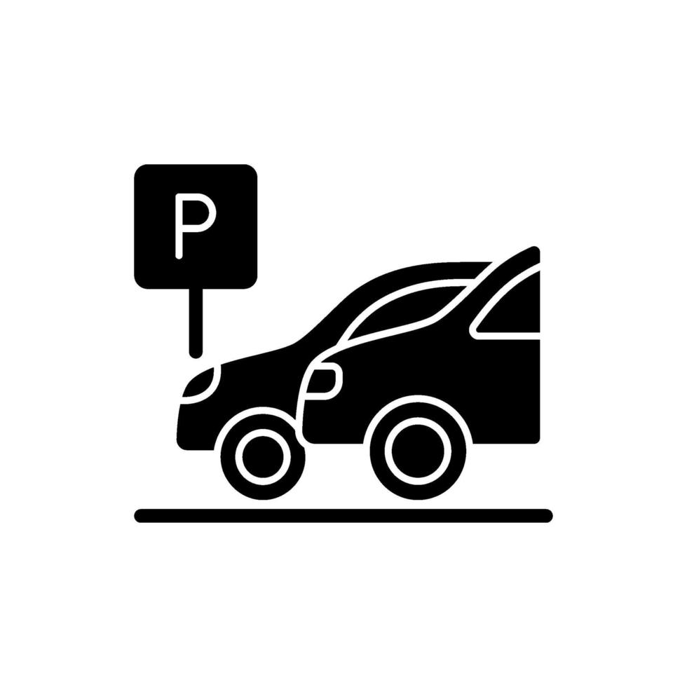 ícone de glifo preto de estacionamento vetor