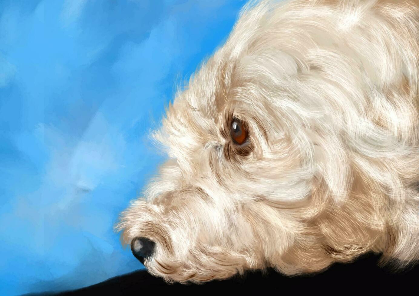 mão pintado retrato do uma poodle cachorro vetor