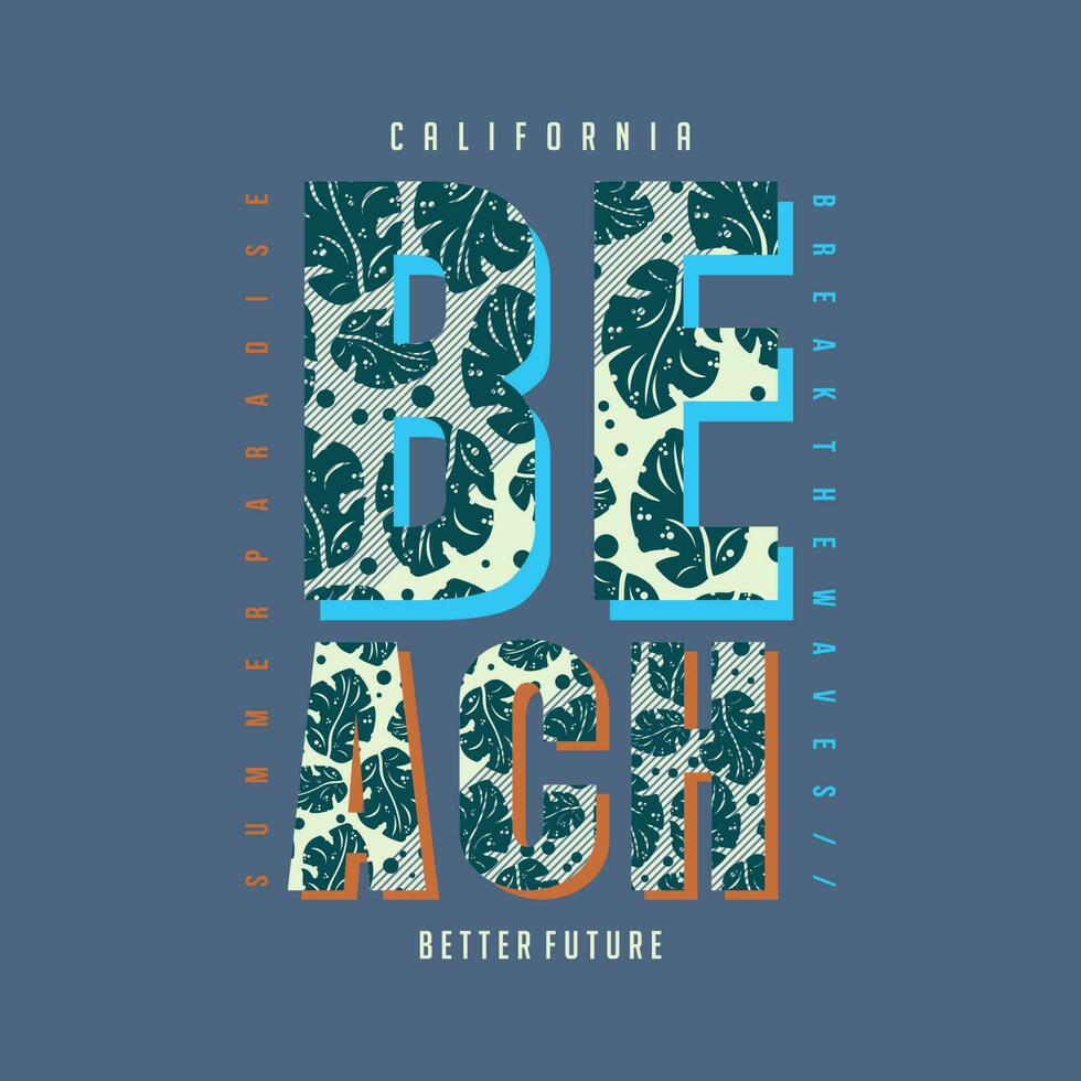 Califórnia de praia letras abstrato folha gráfico t camisa vetor