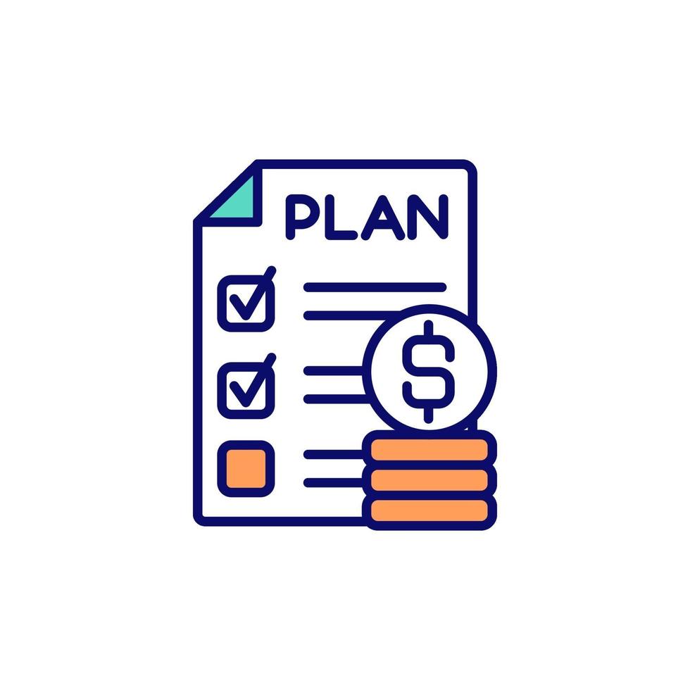 ícone de cor rgb de planejamento de orçamento pessoal vetor