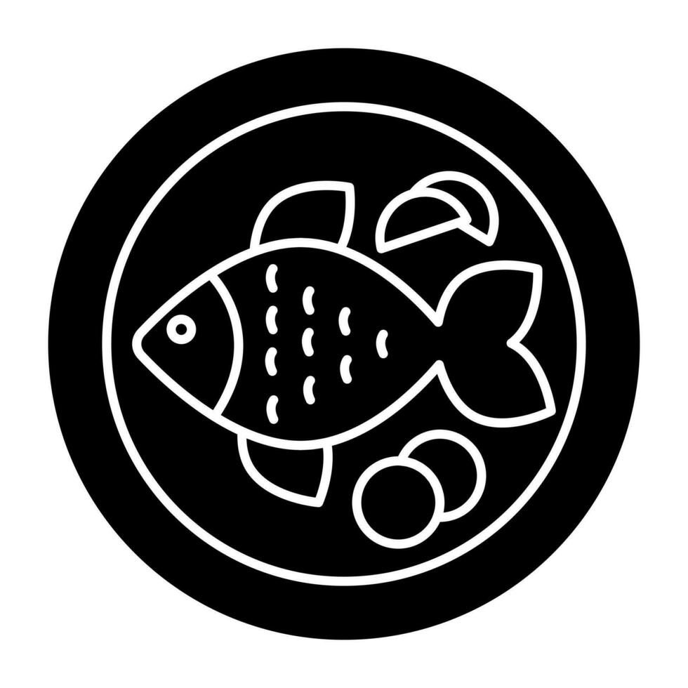 uma sólido Projeto ícone do peixe vetor