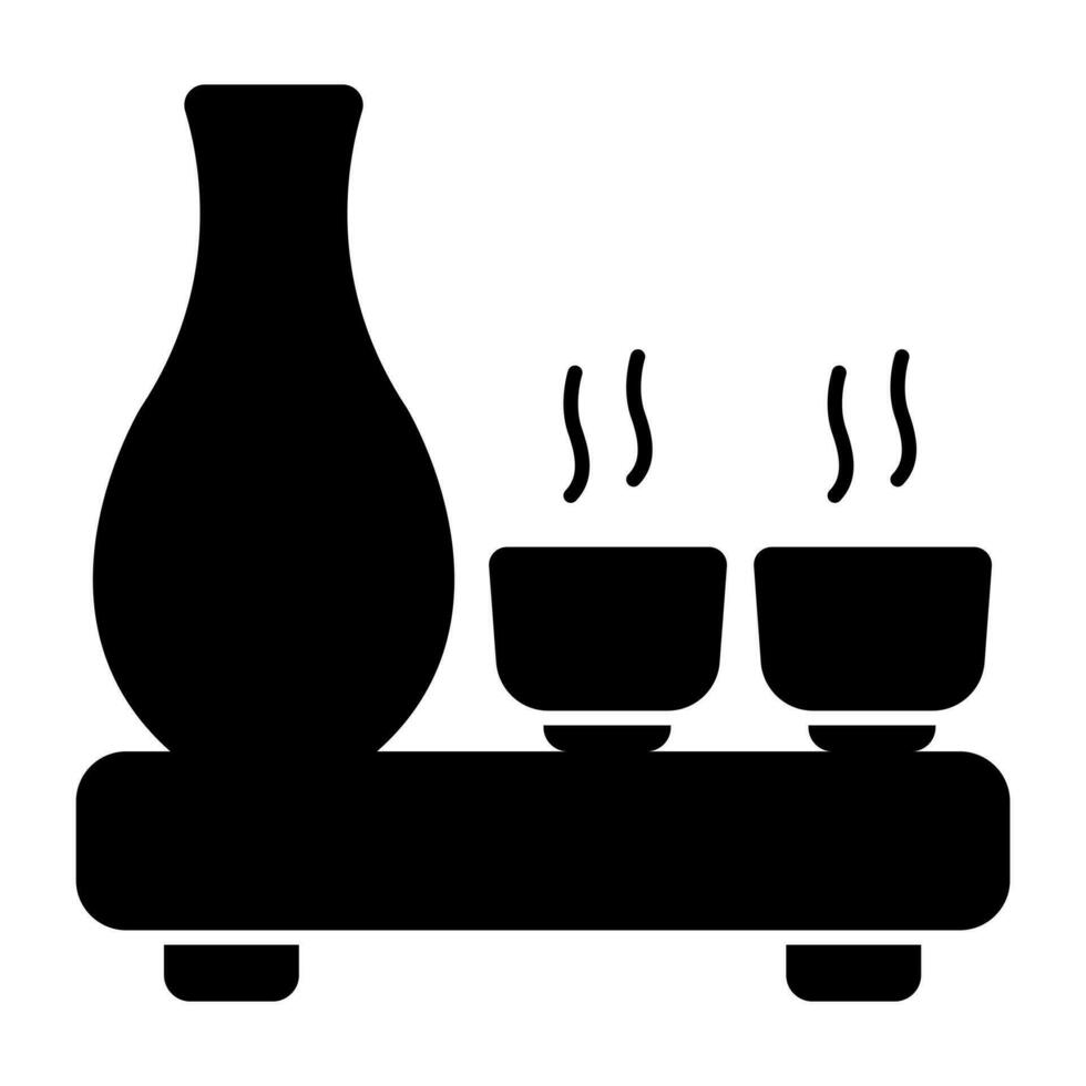 uma sólido Projeto ícone do xícaras de chá vetor