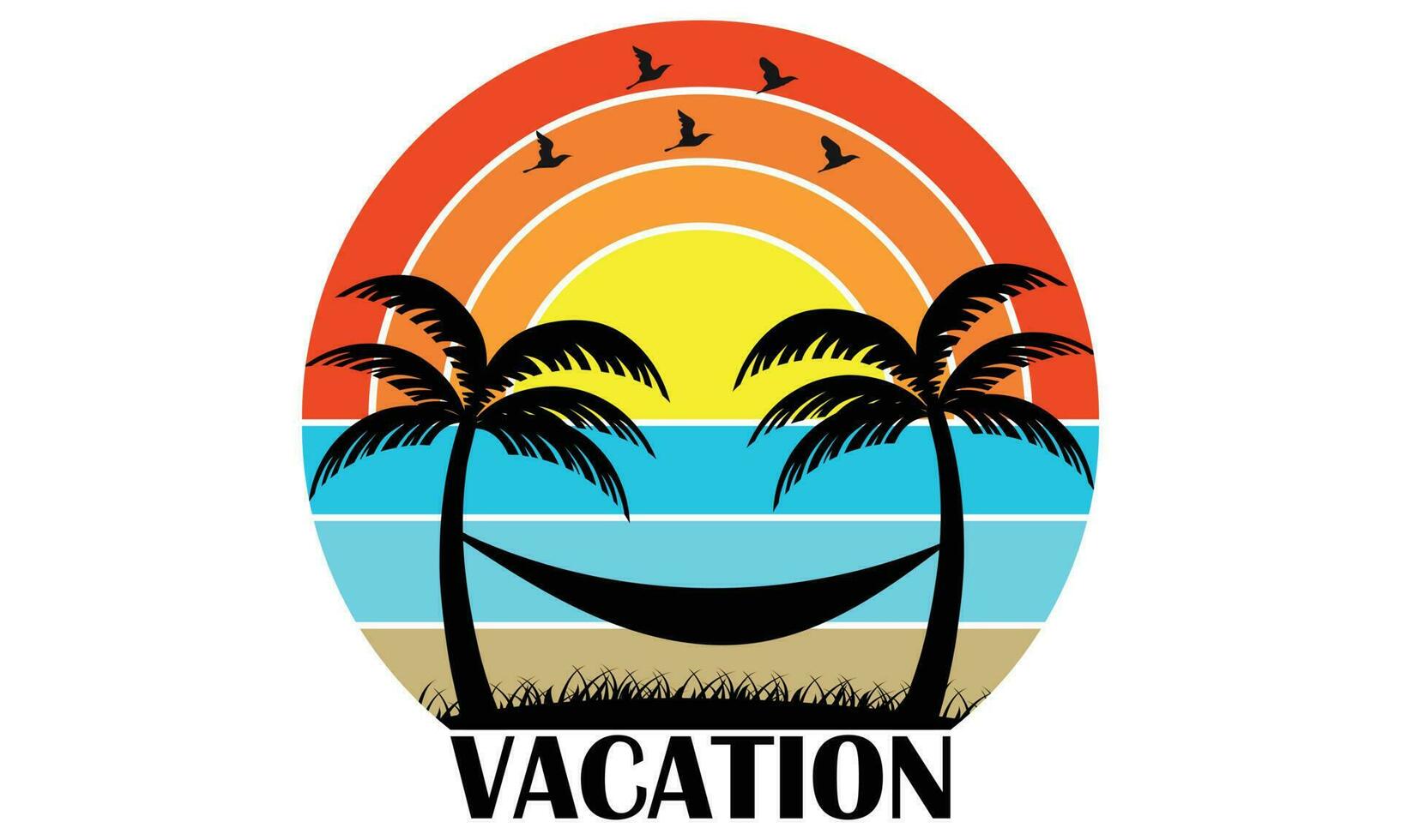 verão período de férias camiseta Projeto - vetor ilustração isolado em branco camiseta de fundo Projeto. amor verão período de férias. para adesivos, Camisetas, canecas, poster, viagem, ar livre, praia, paraíso, surfar