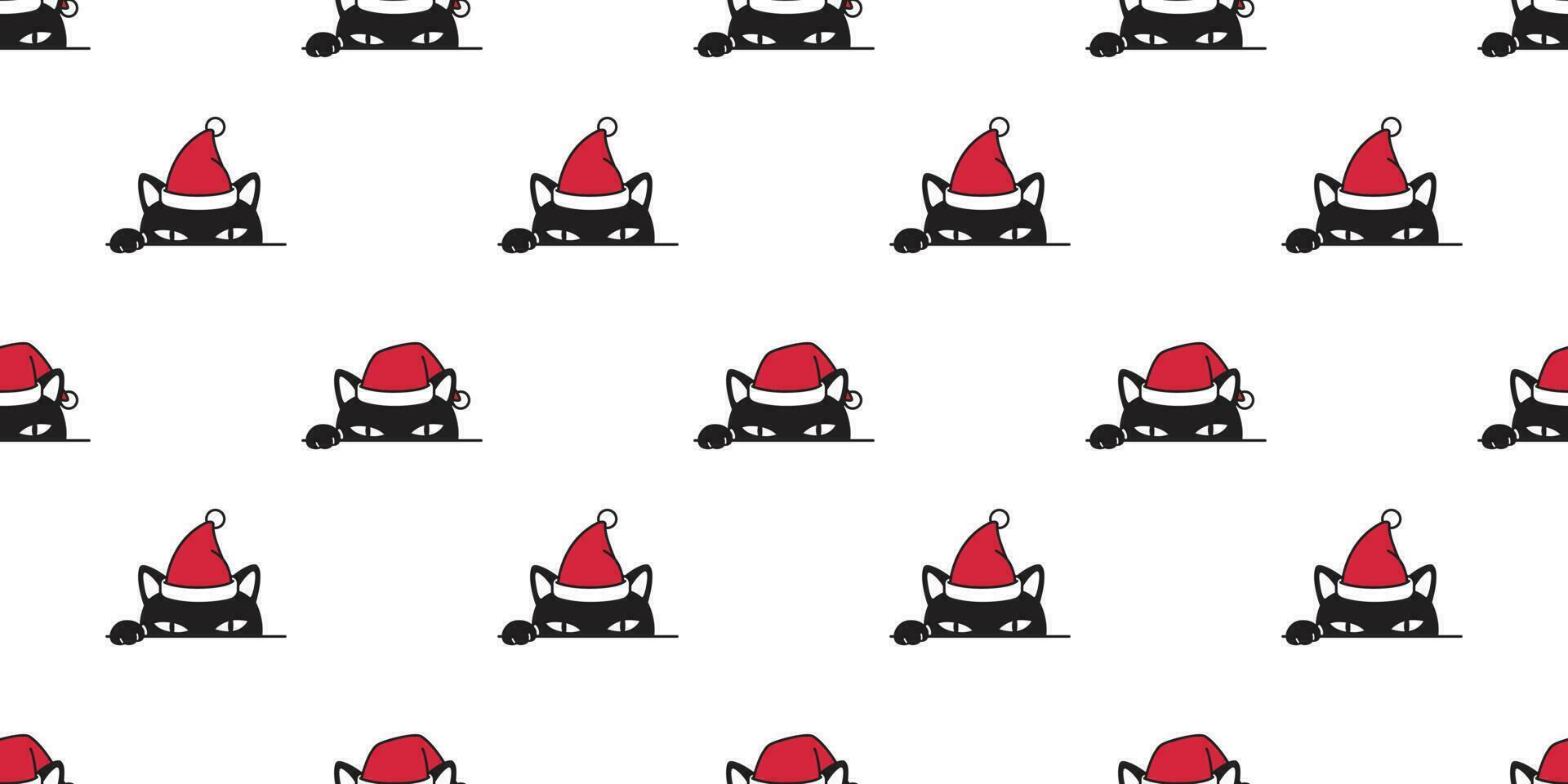 gato desatado padronizar Natal vetor desenho animado santa claus chapéu natal gatinho cachecol isolado telha fundo repetir papel de parede ilustração
