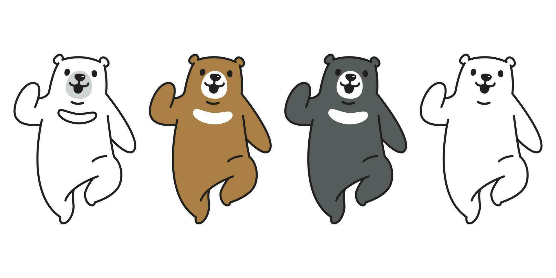 Urso vetor polar Urso logotipo ícone corre ilustração personagem desenho animado rabisco