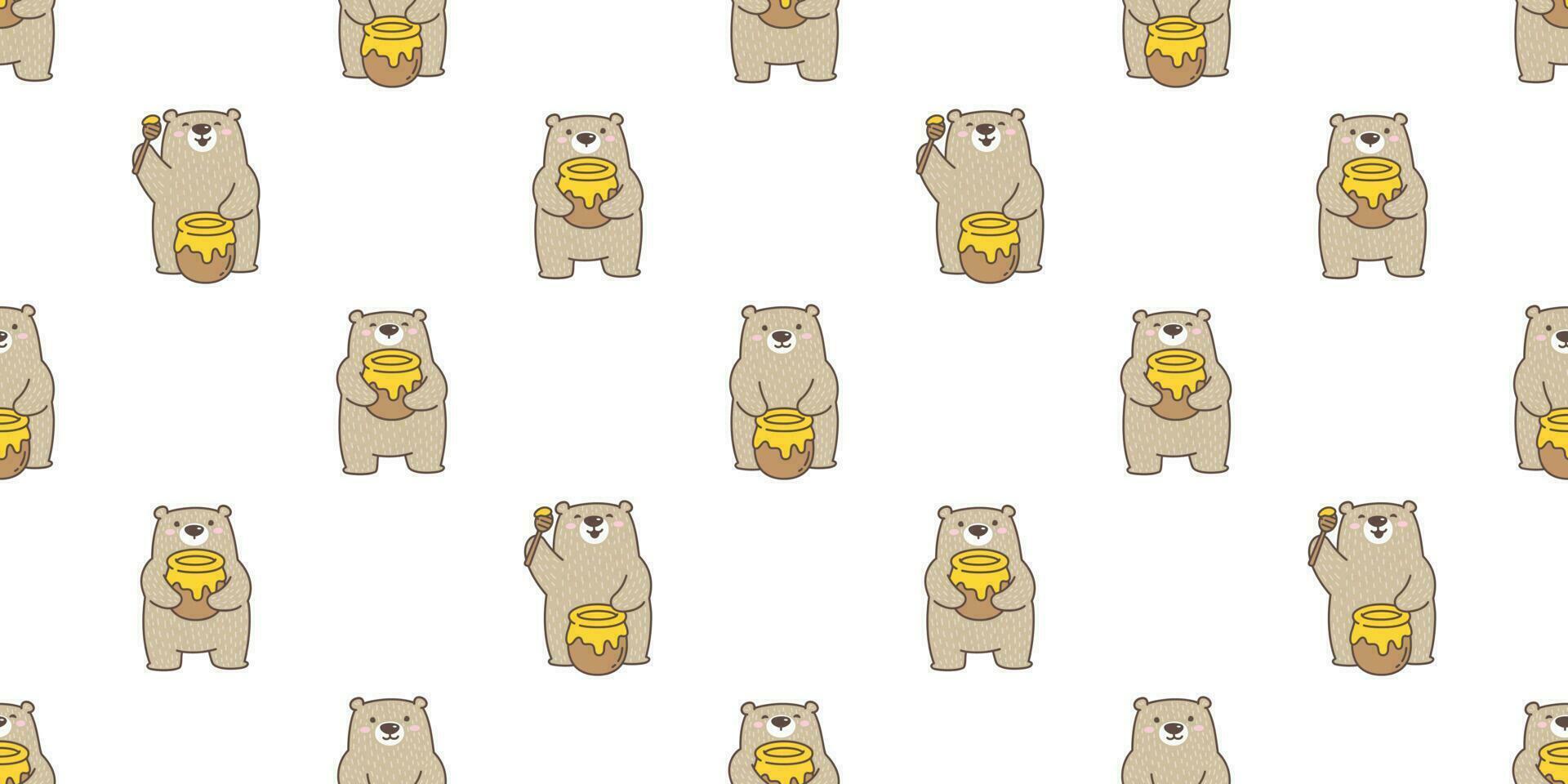 Urso desatado padronizar vetor polar Urso querida abelha desenho animado ilustração telha fundo repetir papel de parede cachecol isolado