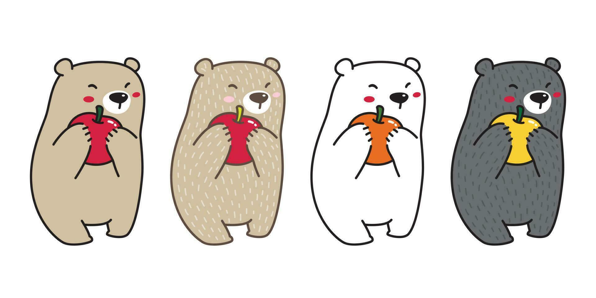 Urso vetor polar Urso ícone logotipo maçã laranja desenho animado personagem ilustração rabisco